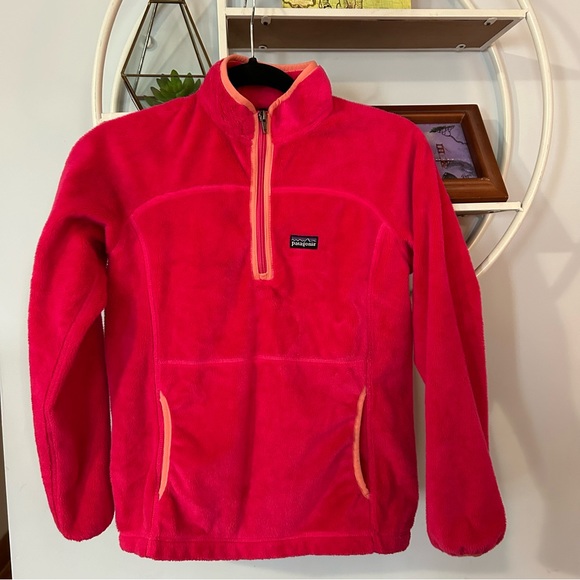 Patagonia Girls Youth Kids Large L Pink 12 Fleece Pullover - Main Image